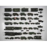 A large group of playworn DINKY & CORGI military vehicles to include DINKY Toys No 162a, 621, 641,