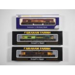 A group of N gauge class 66 diesel locomotives by GRAHAM FARISH and DAPOL in EWS, Medite and