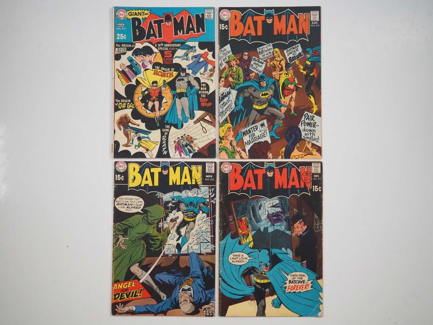 BATMAN #213, 214, 216, 217 (4 in Lot) - (1969 - DC) - Includes the 30th anniversary issue + the