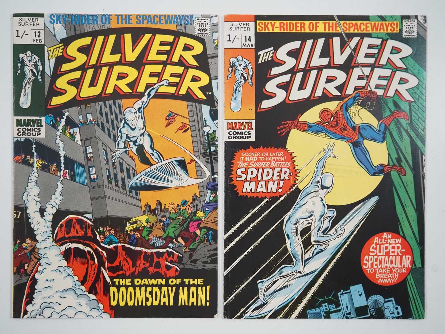 SILVER SURFER #13 & 14 (2 in Lot) - (1970 - MARVEL - UK Price Variant) - Includes the first