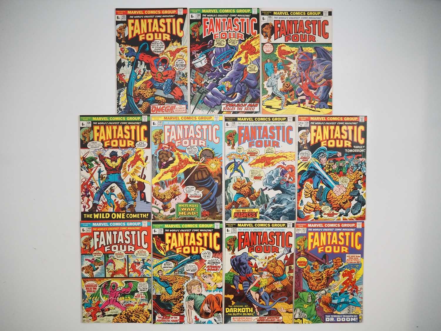 FANTASTIC FOUR #132, 134, 135, 136, 137, 138, 139, 140, 141, 142, 143 (11 in Lot) - (1973 - MARVEL -