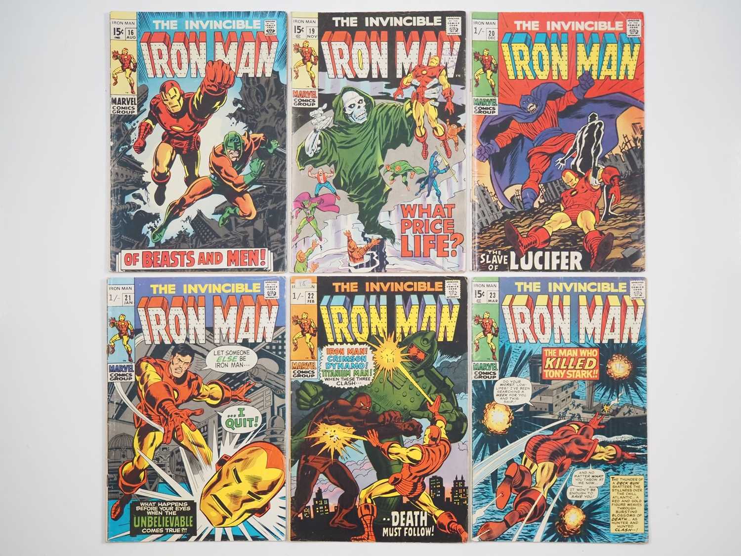 IRON MAN #16, 19, 20, 21, 22, 23 (6 in Lot) - (1969/1970 - MARVEL - UK & US Cover Price) -