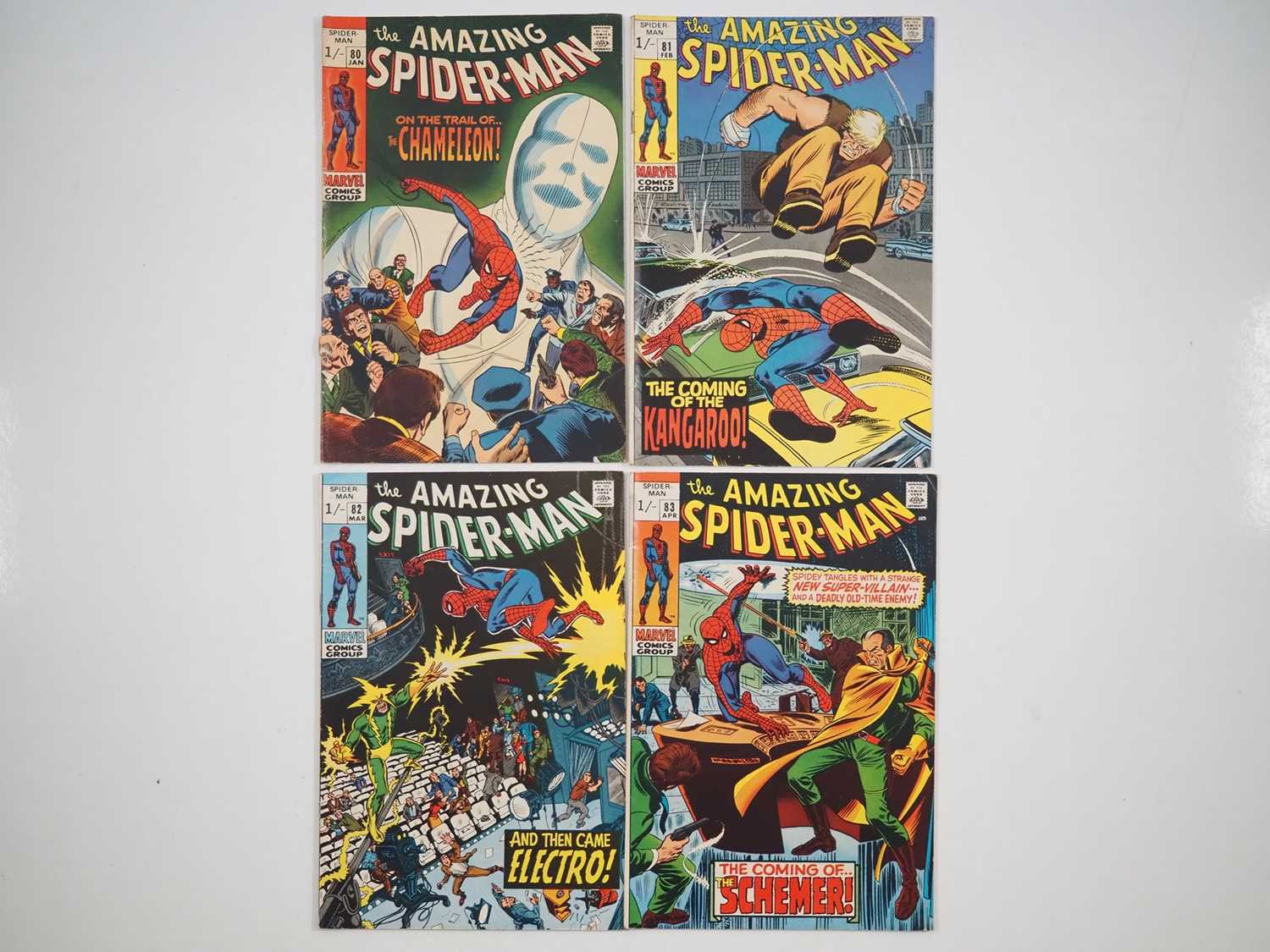 AMAZING SPIDER-MAN #80, 81, 82 & 83 - (4 in Lot) - (1970 - MARVEL - UK Price Variant) - Includes the