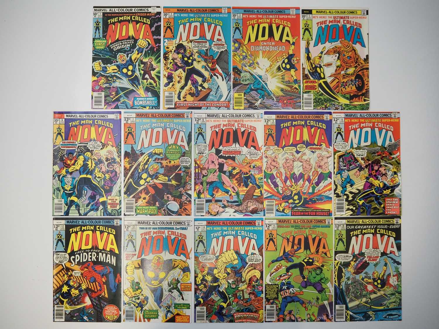 NOVA #1, 2, 3, 5, 6, 7, 8, 9, 10, 12, 13, 14, 15, 16 (14 in Lot) - (1976/1977 - MARVEL - UK Price