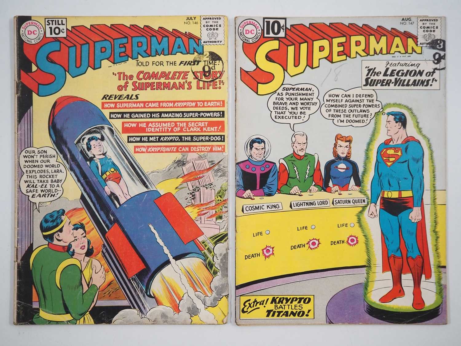 SUPERMAN #146 & 147 (2 in Lot) - (1961 - DC) - "The Complete Story of Superman's Life" with