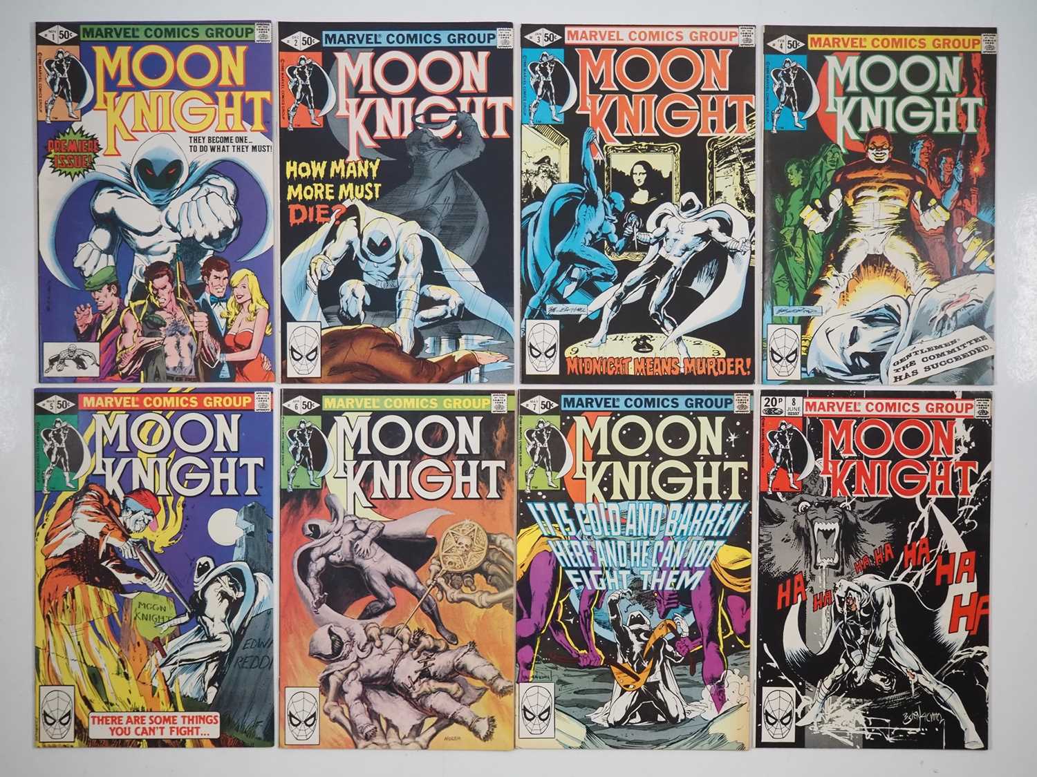 MOON KNIGHT # 1, 2, 3, 4, 5, 6, 7, 8 (8 in Lot) - (1980/81 - MARVEL - US Price & UK Price Variant)