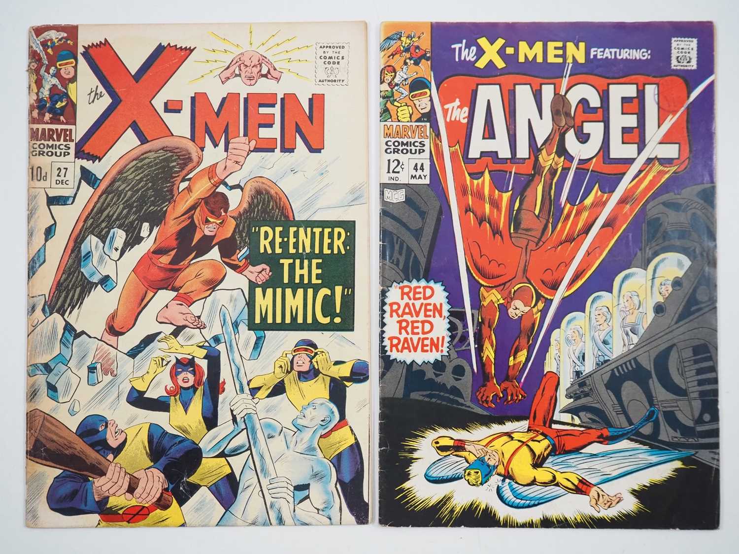 UNCANNY X-MEN #27 & 44 (2 in Lot) - (1966/1968 - MARVEL - US & UK Price Variant) - Mimic joins the