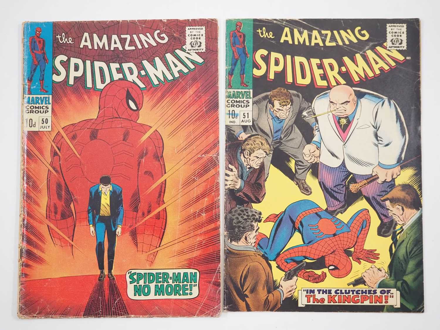 AMAZING SPIDER-MAN #50 & 51 (2 in Lot) - (1967 - MARVEL - UK Price Variant) - RED HOT KEY Book &