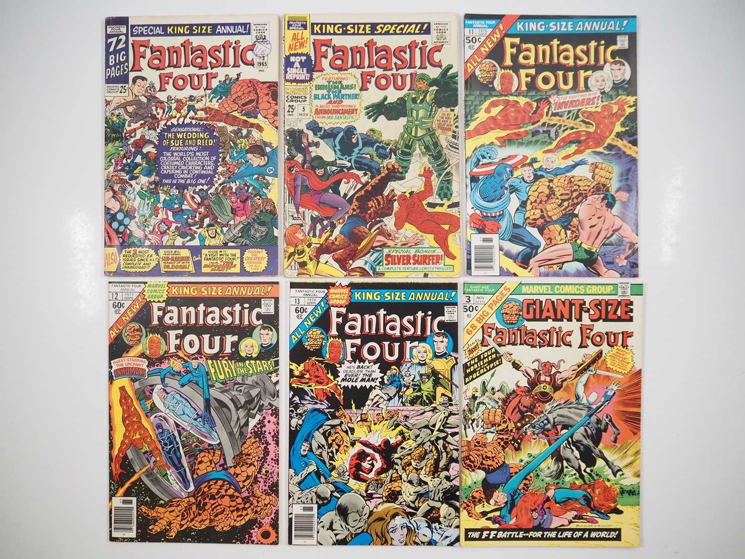 FANTASTIC FOUR ANNUALS #3, 5, 11, 12, 13 + GIANT-SIZE FANTASTIC FOUR #3 (6 in Lot) - (1965/1978 -