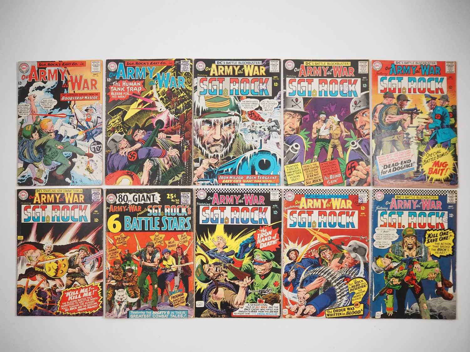 OUR ARMY AT WAR #154, 156, 158, 159, 161, 163, 164, 165, 166, 167 (10 in Lot) - (1965/1966 - DC) -