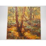Barry Peckham 'FOREST' - oil on canvas - signed - 8" x 8" - PROVENANCE: Donated to and sold on