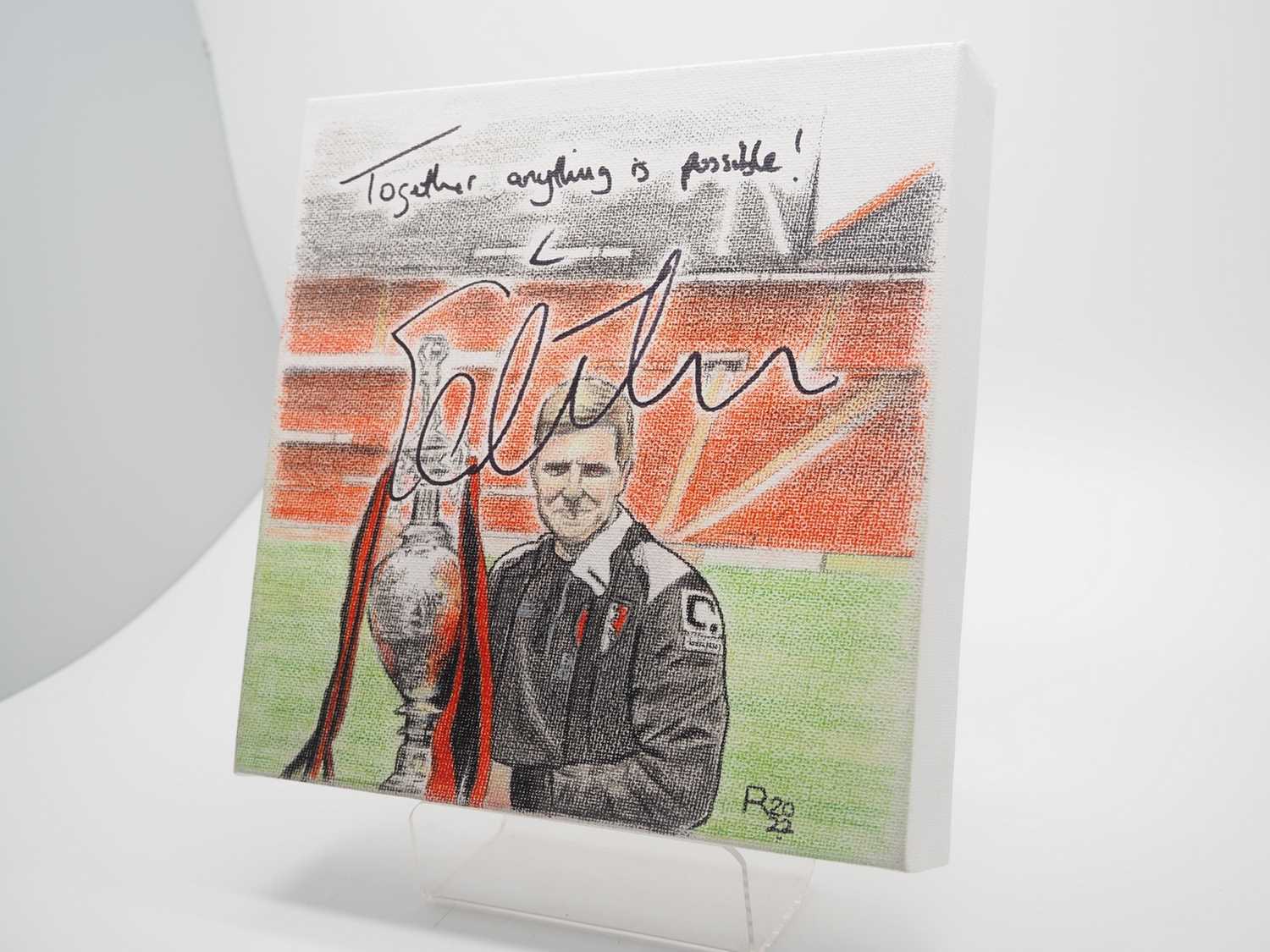 Eddie Howe signed canvas with artwork added by Steve Rolls - He may be setting the world alight up - Image 2 of 4