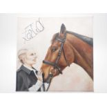 ZARA TINDALL signed canvas with artwork added by Cat Randall - a stunning likeness of Zara with