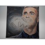 GARY BARLOW signed canvas with artwork added by Elizabeth Sporne - A beautiful portrait of Take That