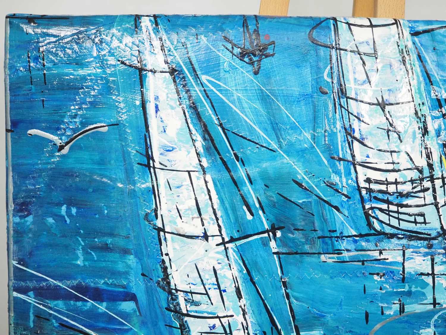 Mark Van Wingerden - 'SAIL' - acrylic on sailcloth - signed - 36" x 24" - This piece of art has been - Image 2 of 6