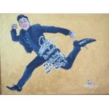 Russell Kane signed canvas with artwork added by Danny Byrne - Multi-award winning comedian,