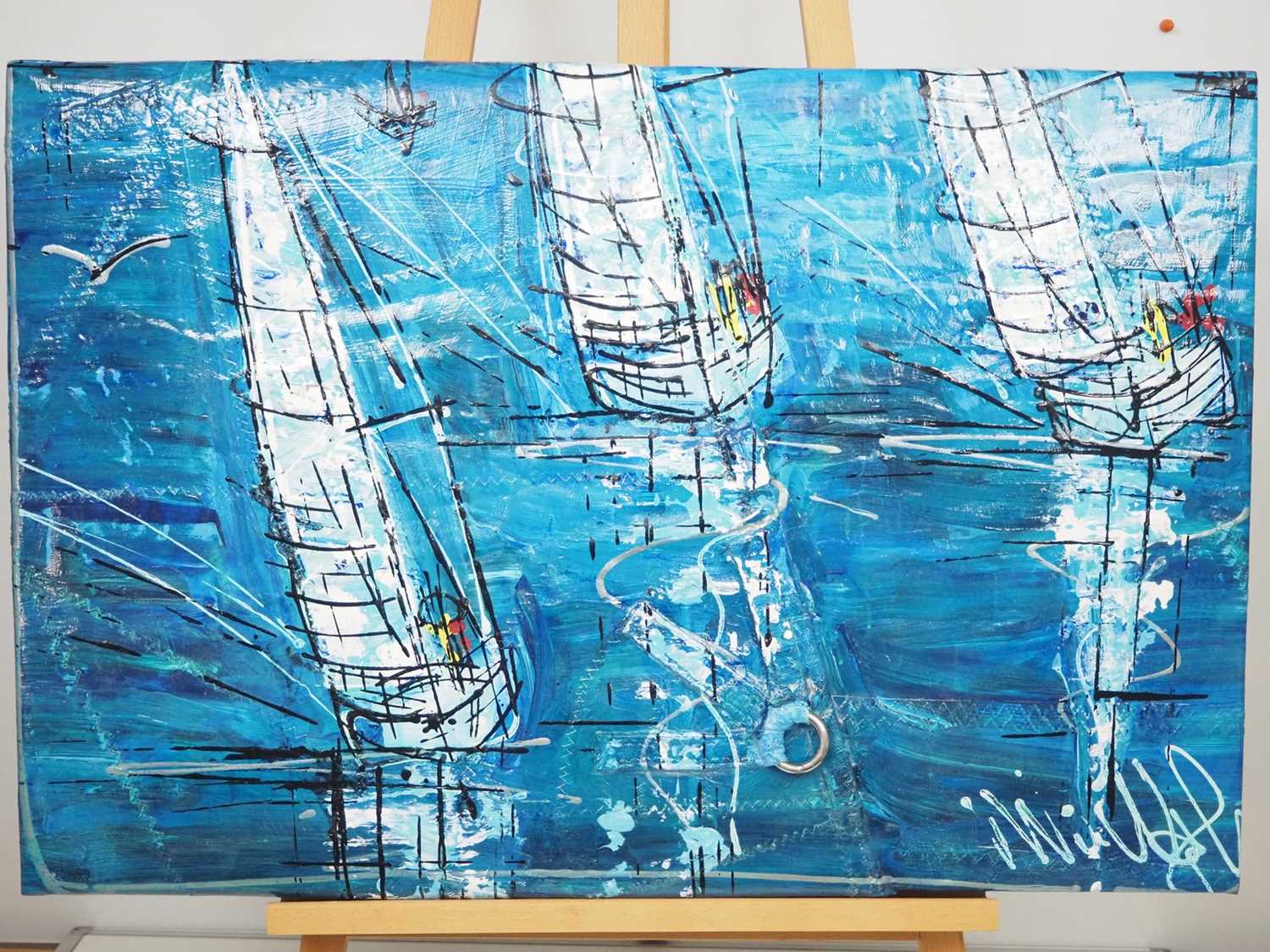 Mark Van Wingerden - 'SAIL' - acrylic on sailcloth - signed - 36" x 24" - This piece of art has been - Image 6 of 6