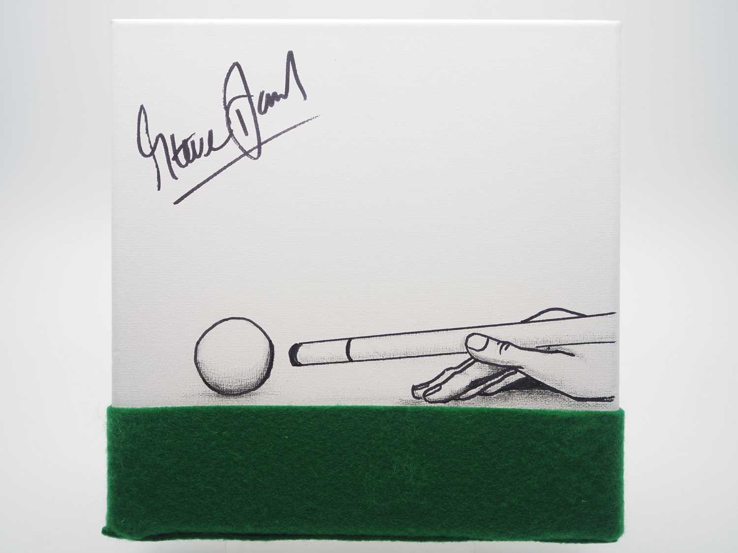 Steve Davis OBE signed canvas with artwork added by Megs Wilson - The partner of Ex Arsenal player