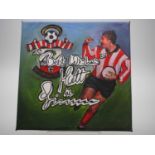 Matt Le Tissier signed canvas with artwork by Aaliyah Hussein - an Art Student who has created