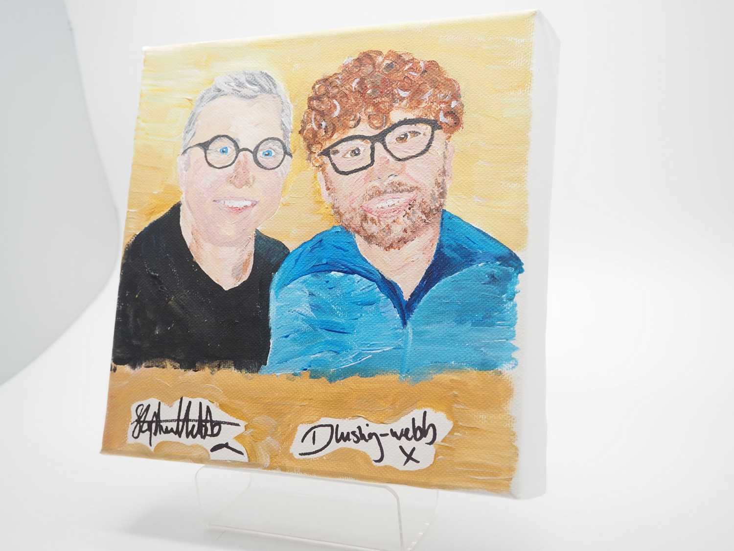 Gogglebox favourites Stephen Webb and Daniel Lustig signed canvas with artwork of the pair added - Image 2 of 3