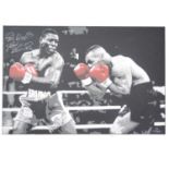 Frank Bruno MBE signed canvas with artwork by Ross Baines - One of the biggest fights of his life is