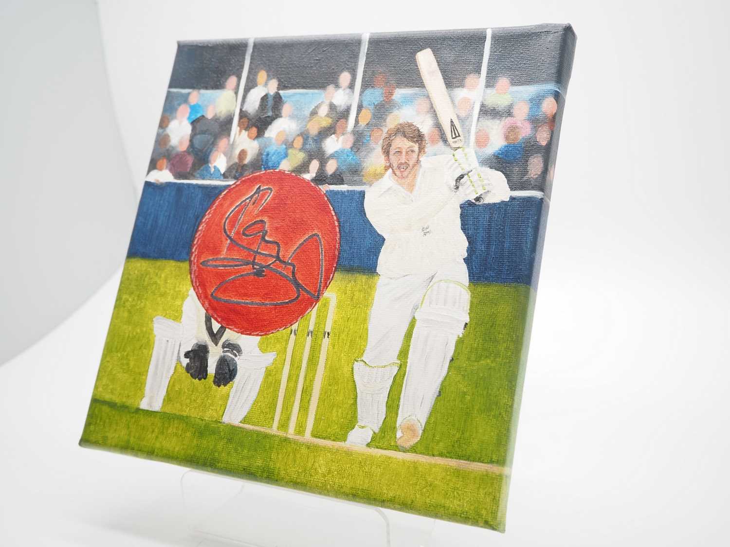 Lord Ian Botham signed canvas with artwork added by Beth Wood - A legend in front of the sticks. Put - Image 2 of 3