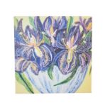 Lisa Cooper 'VASE OF IRISES' - print on canvas - 15.75" x 15.75" - PROVENANCE: Donated to and sold