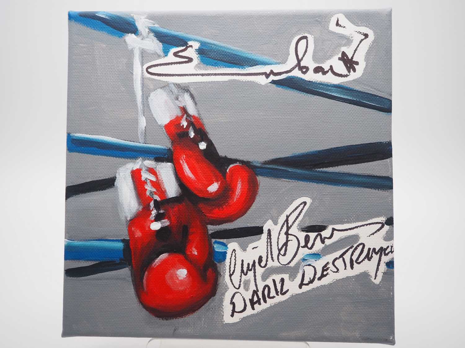 Chris Eubank and Nigel Benn - Boxing Gloves artwork added by Dhanraz Ramdharry - 8" x 8" -