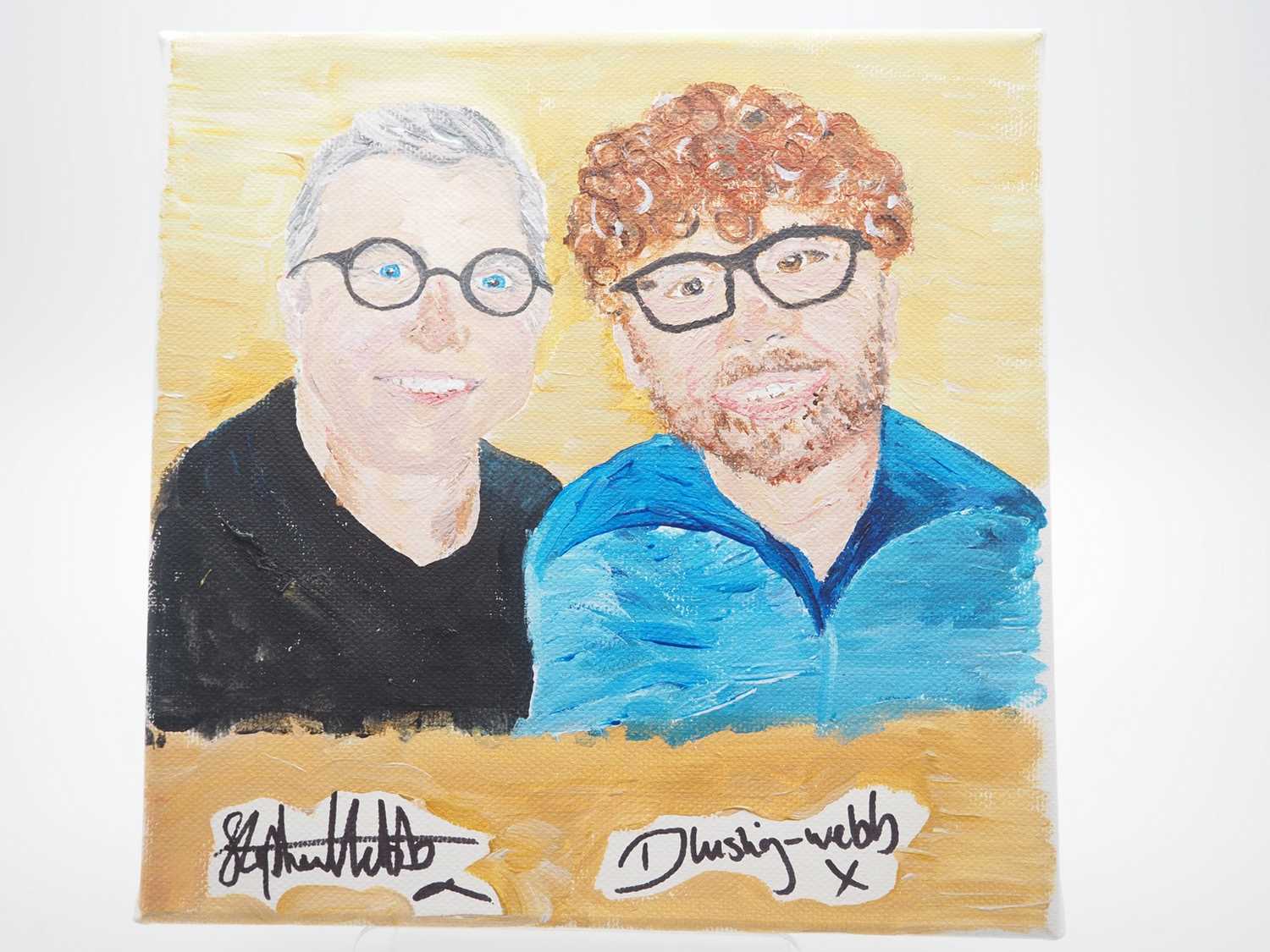 Gogglebox favourites Stephen Webb and Daniel Lustig signed canvas with artwork of the pair added