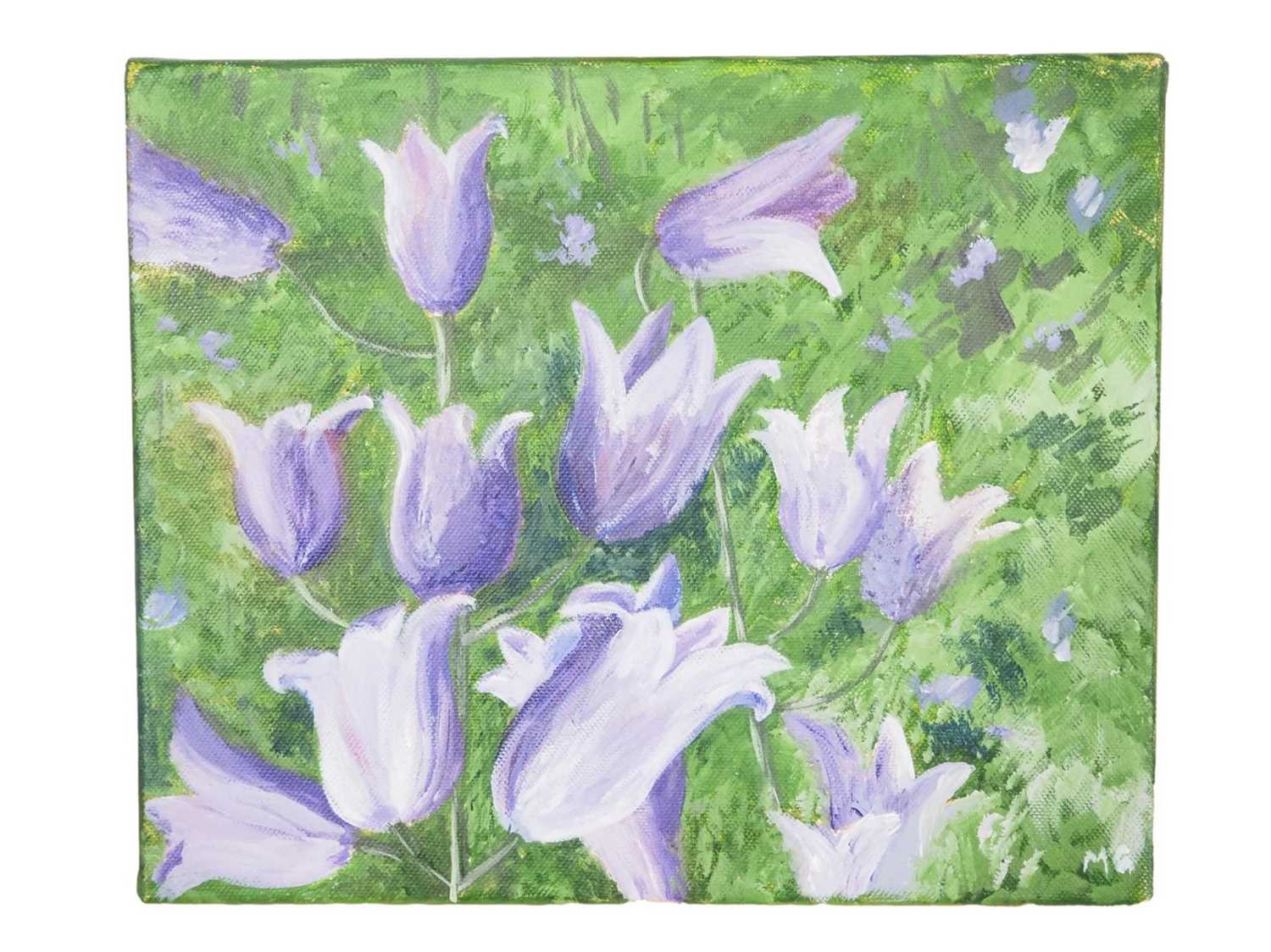 Marilyn Goodman 'BLUEBELLS' - oil on canvas - signed - 12" x 10" - PROVENANCE: Donated to and sold