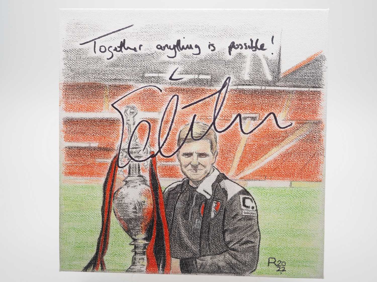 Eddie Howe signed canvas with artwork added by Steve Rolls - He may be setting the world alight up