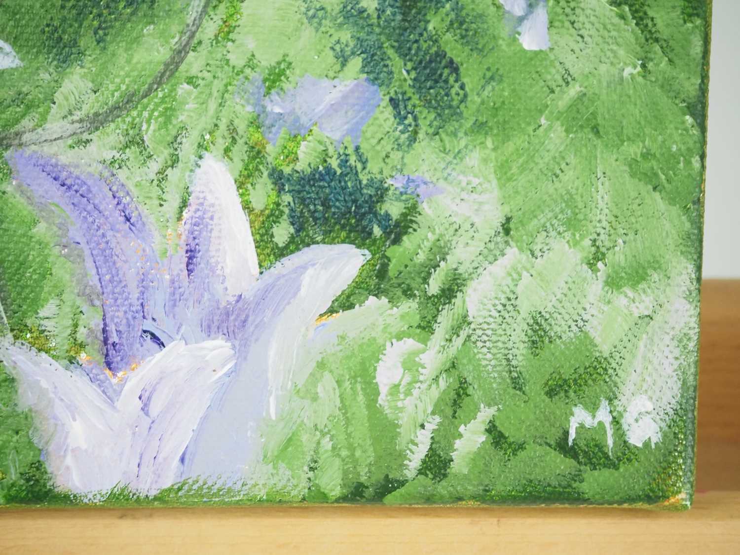 Marilyn Goodman 'BLUEBELLS' - oil on canvas - signed - 12" x 10" - PROVENANCE: Donated to and sold - Image 2 of 3