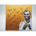 Kriss Akabusi MBE signed canvas with artwork added by Hillary Hoskin titled 'Going for Gold' - 8"