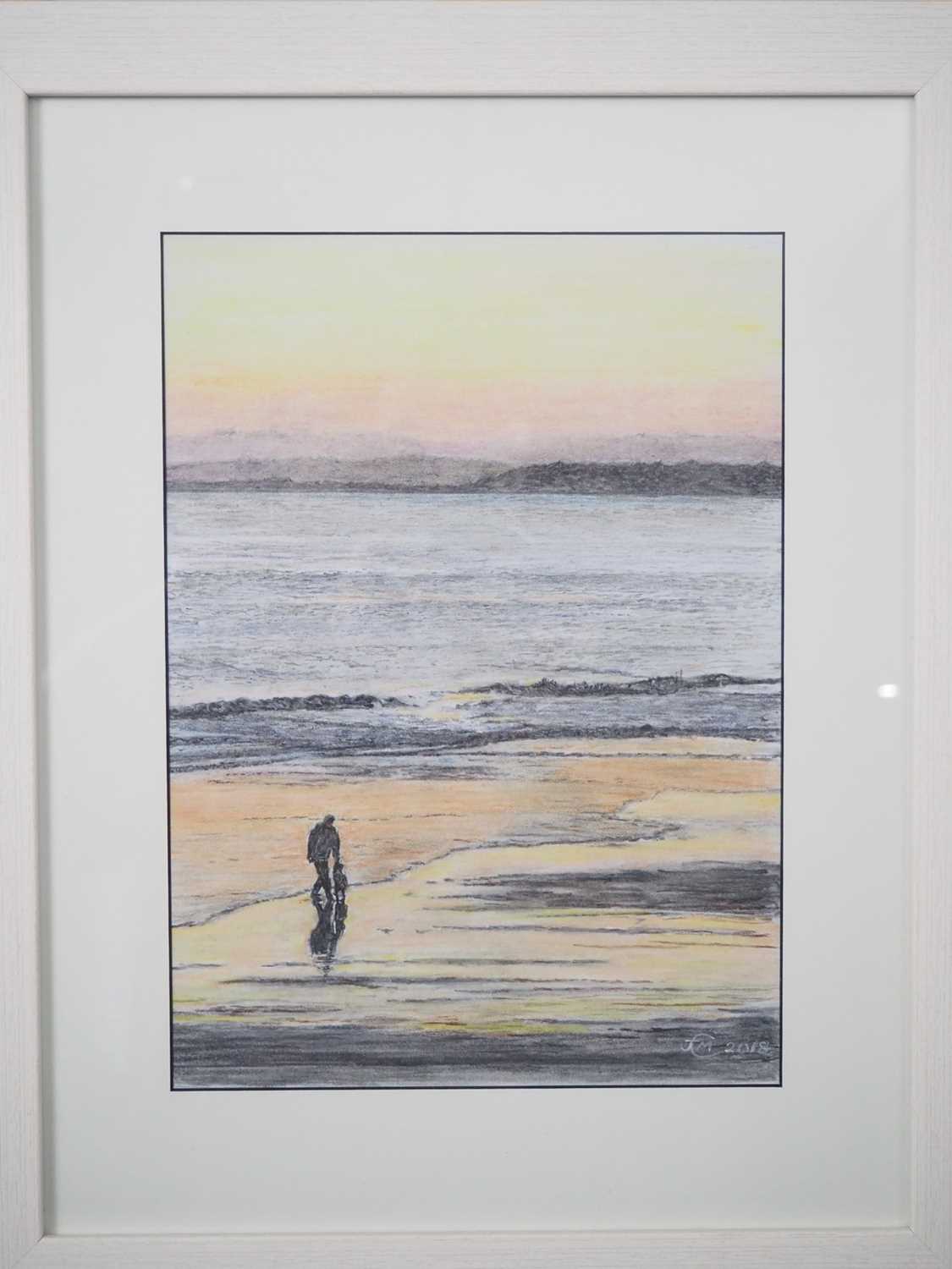 John Challenor - 'WINTER'S EVE, BOSCOMBE BEACH' - pencil on pastel paper - signed - 8.25" x 11.5" in