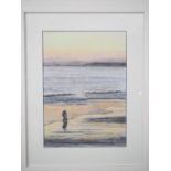 John Challenor - 'WINTER'S EVE, BOSCOMBE BEACH' - pencil on pastel paper - signed - 8.25" x 11.5" in