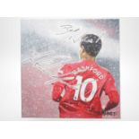 Marcus Rashford MBE signed canvas with artwork added by Ross Baines - An iconic image of Marcus