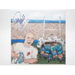 Mike Tindall MBE signed canvas with artwork added by Julie Redwood - Illustrated to reflect the