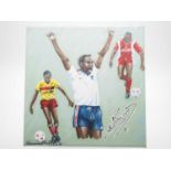 Luther Blissett OBE DL signed canvas with artwork added by Suzanne Phillips - An England