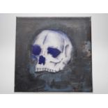 Jordan 'SKULL?' - Skull is created on paper and added on to the canvas - signed - 8" x 8" -