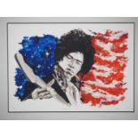 JIMI HENDRIX - hand numbered and signed 1/100 limited edition print - 23" x 16" in a 29" x 22" frame