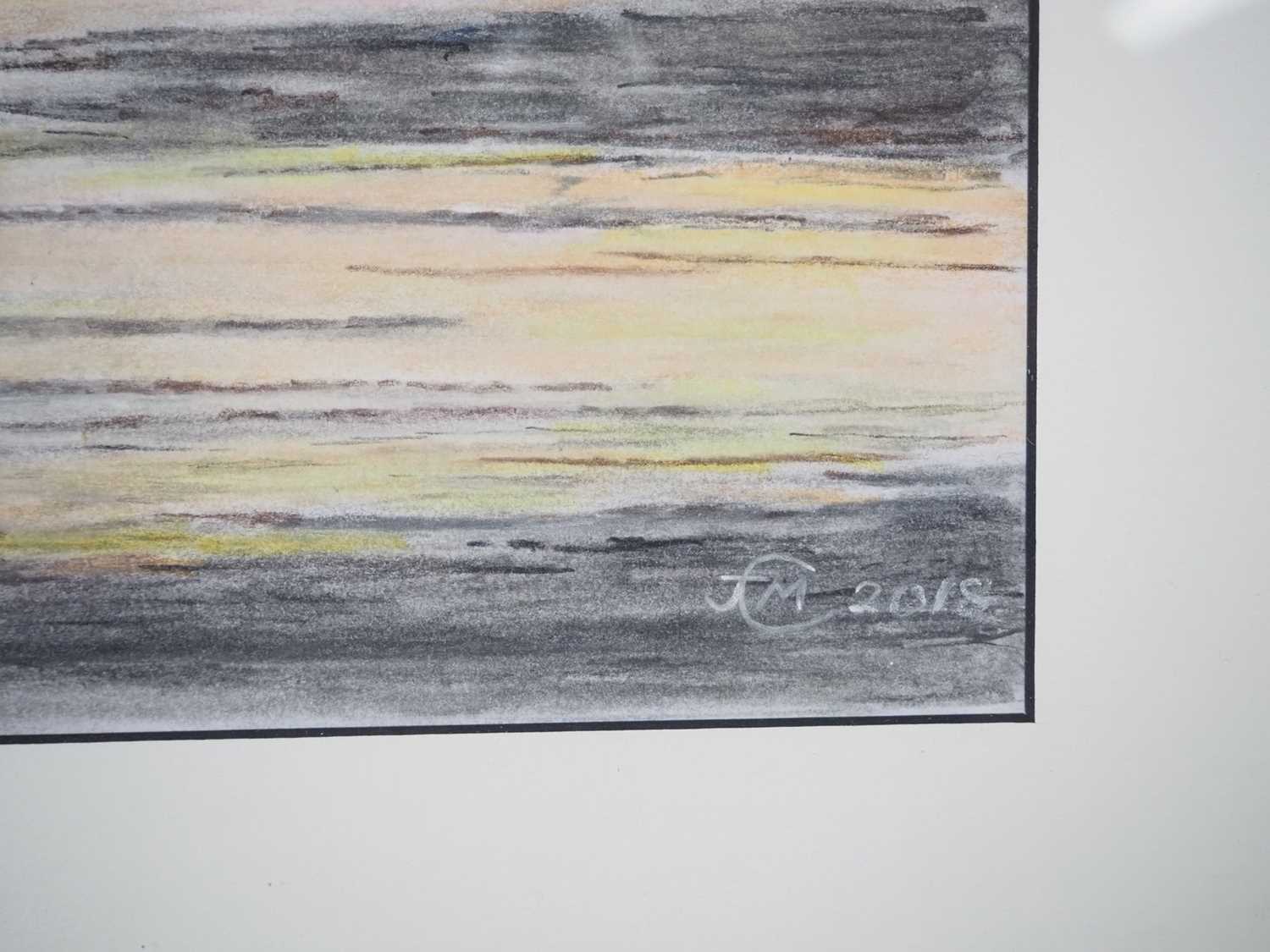 John Challenor - 'WINTER'S EVE, BOSCOMBE BEACH' - pencil on pastel paper - signed - 8.25" x 11.5" in - Image 2 of 3