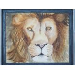 Merle Hattersley 'LION' - 19.5" x 15.5" in a 22.5" x 18.5" framed (no glass) - PROVENANCE: Donated