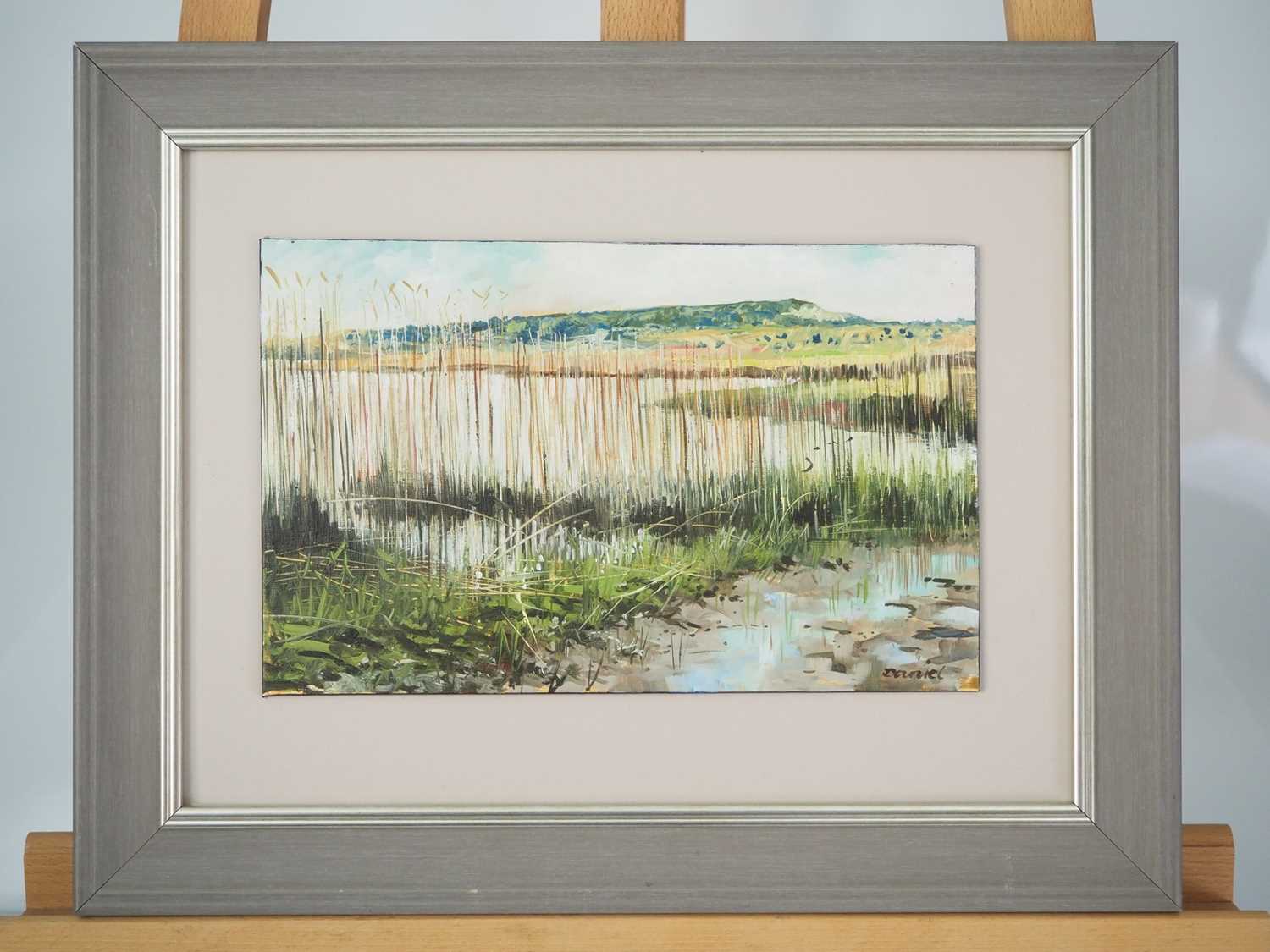 Danny Byrne 'HENGISTBURY HEAD' - oil on board - signed - Framed local scene of popular tourist spot, - Image 3 of 3