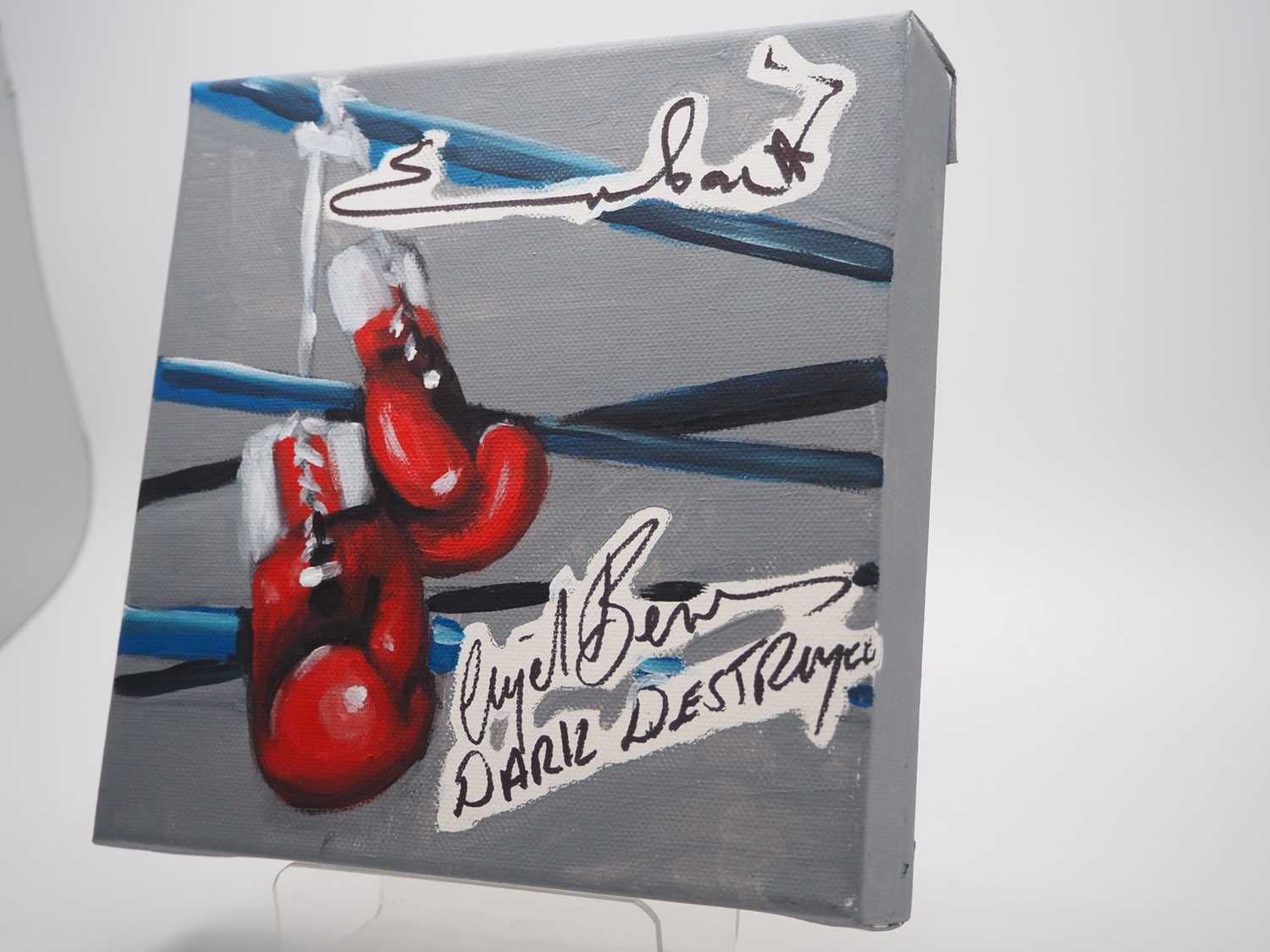 Chris Eubank and Nigel Benn - Boxing Gloves artwork added by Dhanraz Ramdharry - 8" x 8" - - Image 2 of 4