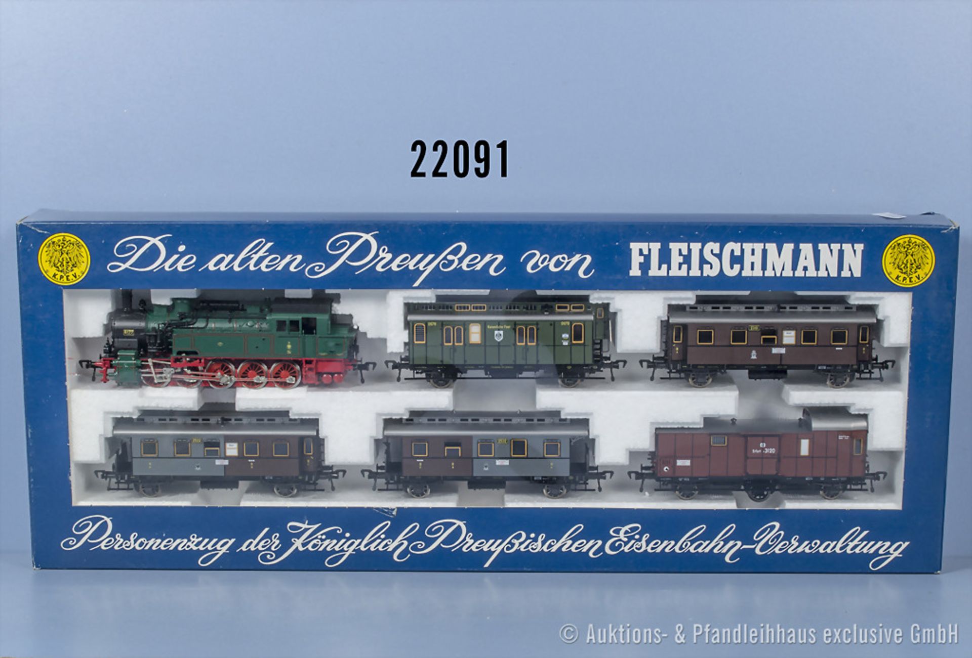 Fleischmann H0 4881 Personenzugset der KPEV, dabei Tenderlok, BN 8177, 3 Personenwagen, ...