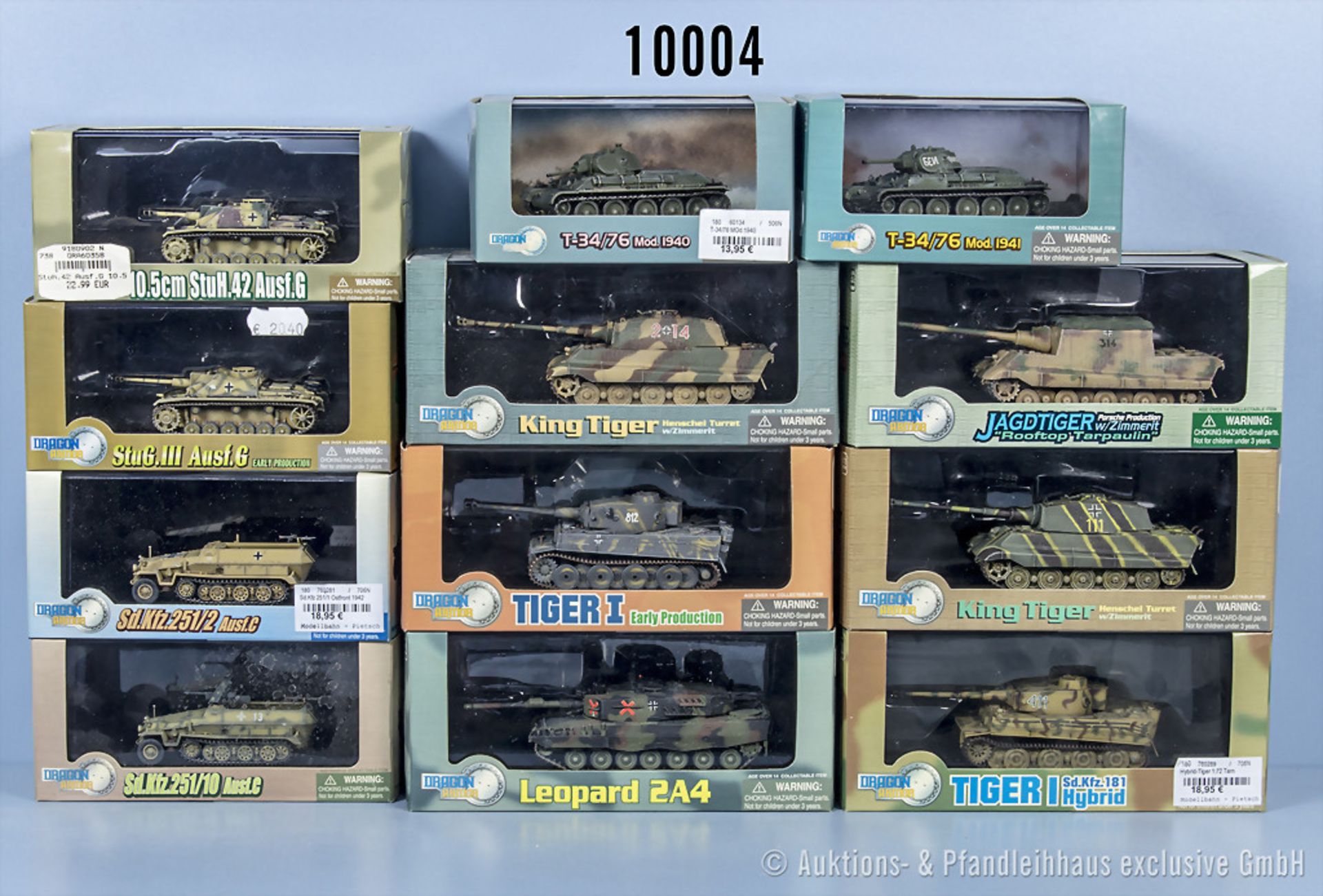 12 Dragon Armor Militär-Modellfahrzeuge, dabei Sd.Kfz.251, Leopard 2A4, King Tiger usw., ...