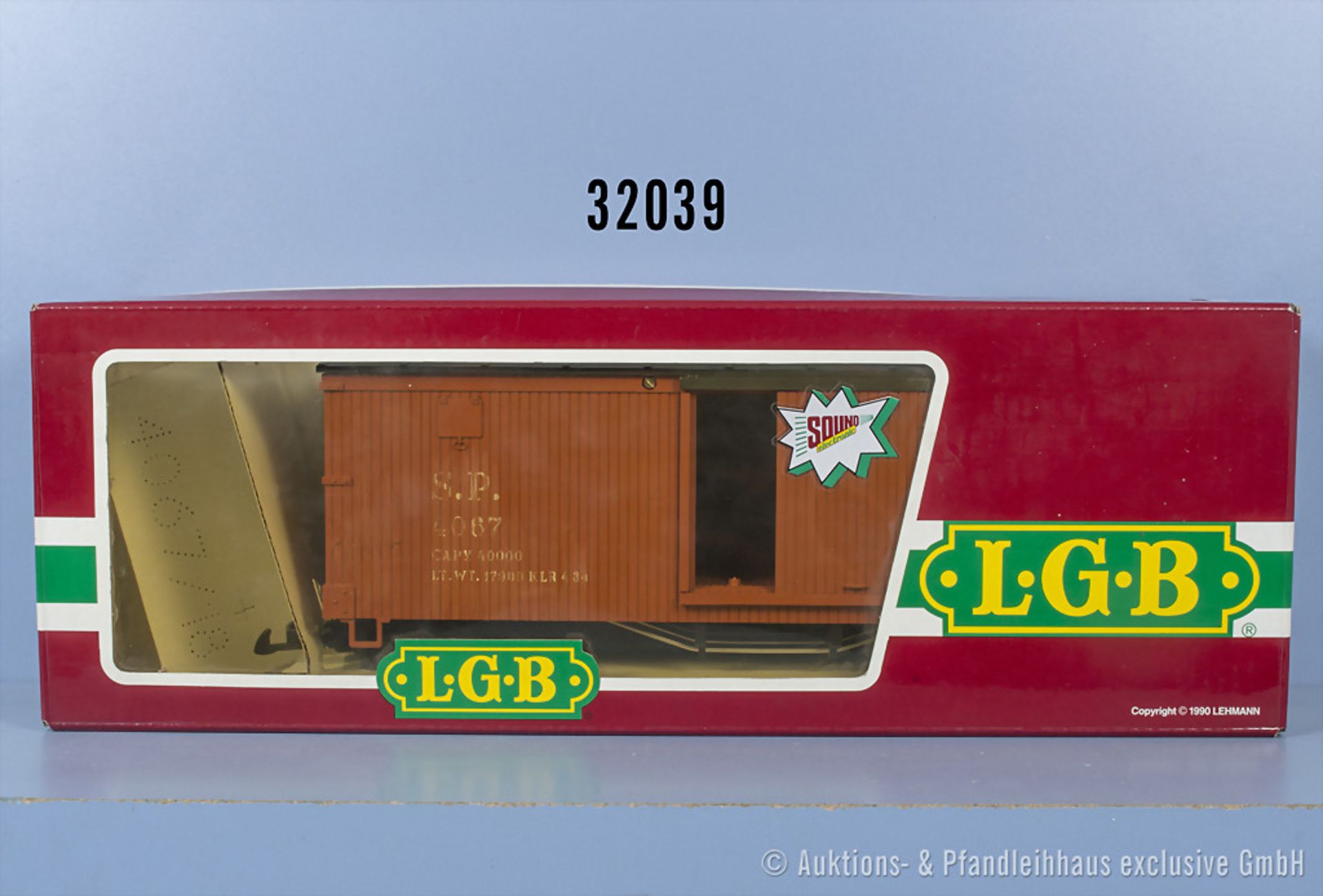 LGB Spur IIm Boxcar , Zustand 2, in Karton 4267, Beschriftung einseitig teilweise ...