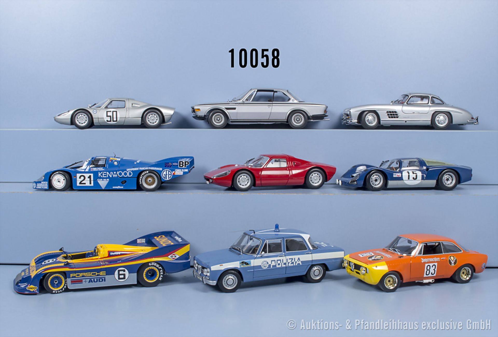 11 Minichamps Modellfahrzeuge, Porsche 904 GTS 1964, Porsche 956, Alfa Romeo Giulietta, ...