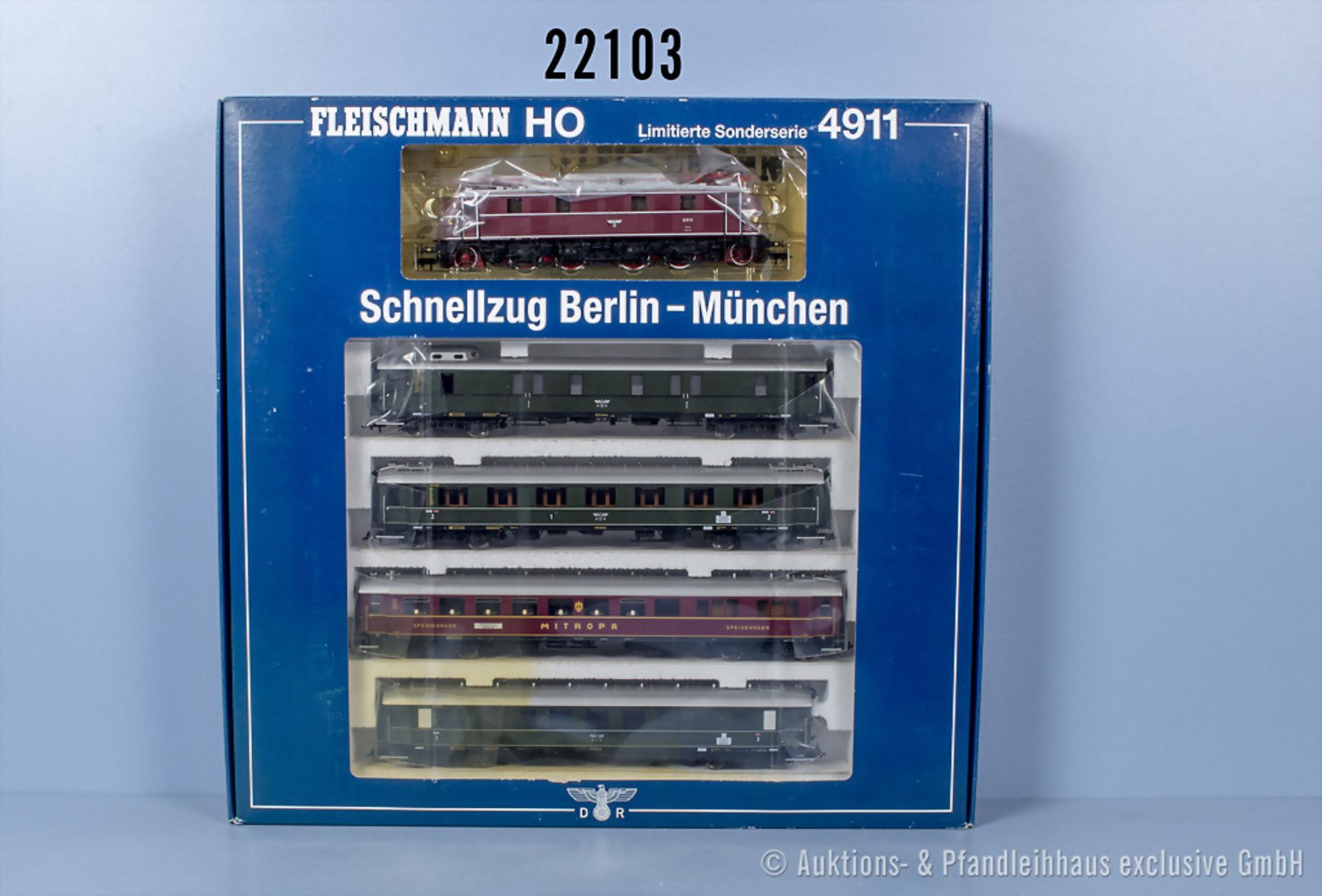 Fleischmann H0 4911 Schnellzugset Berlin-München Epoche II, dabei E-Lok der DR, BN ...