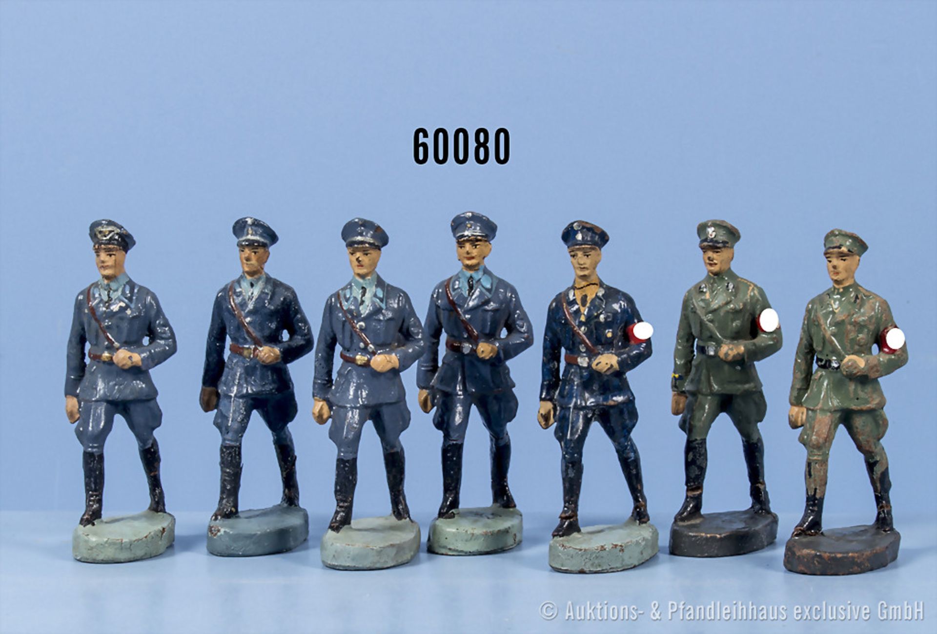 7 Elastolin Männer im Marsch, Marine SA, Fliegersturm usw., 7 cm, Z 2, VK, siehe ...